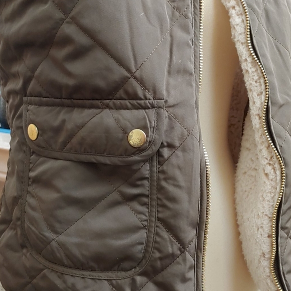 J.Crew Reversible Green/Gold/Cream Full Zip Vest - Picture 8 of 8